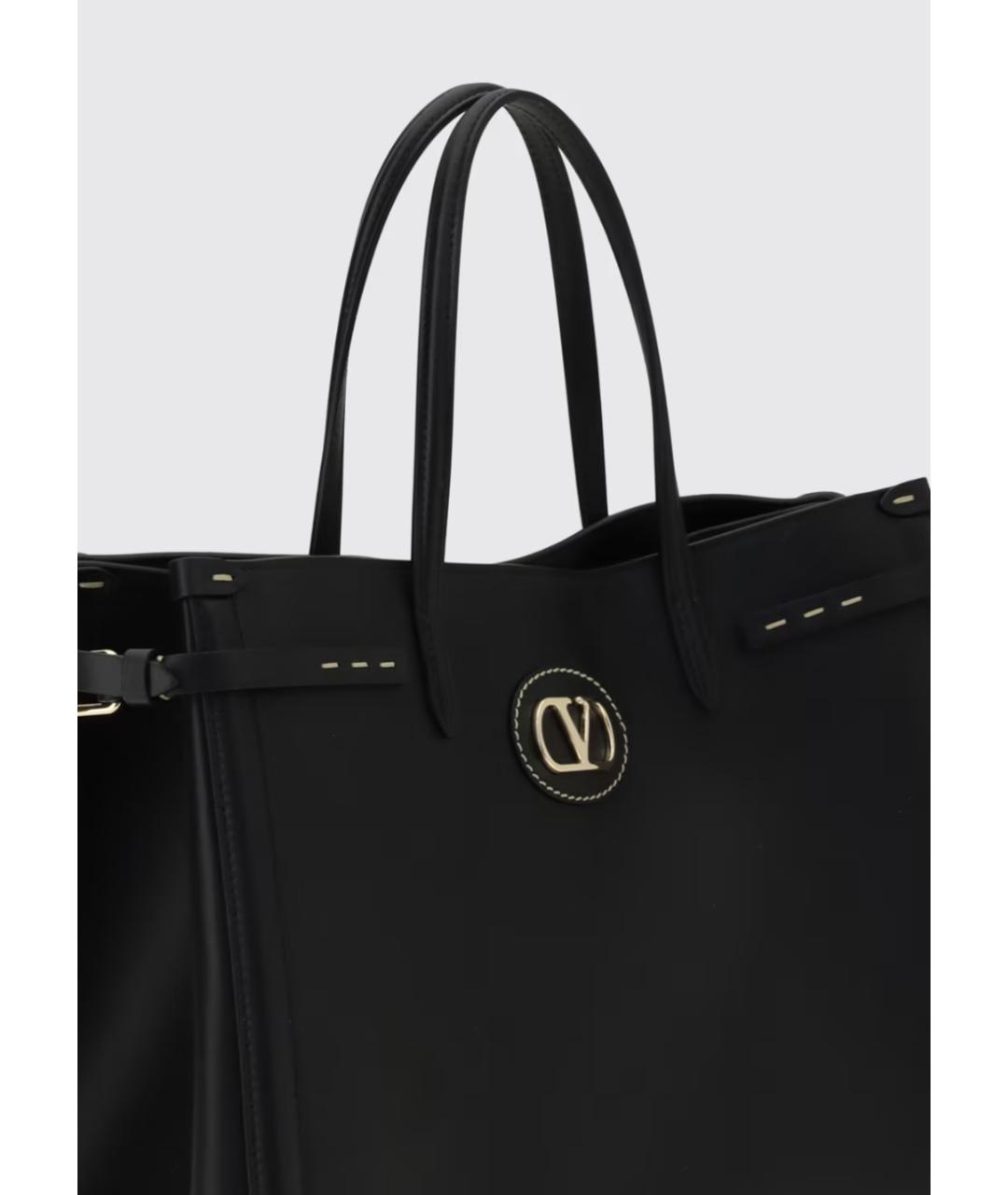 VALENTINO Черная кожаная сумка с короткими ручками, фото 3