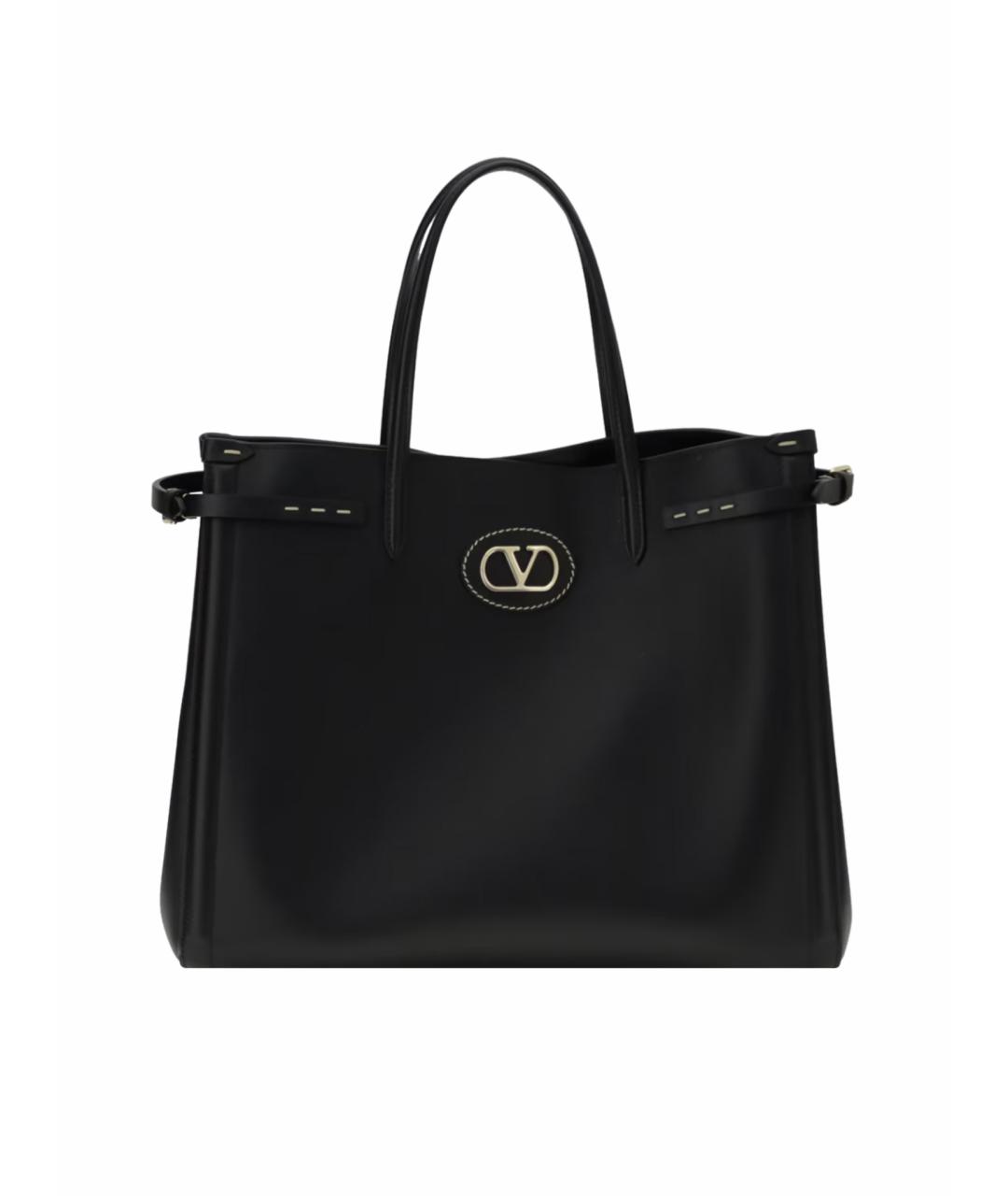 VALENTINO Черная кожаная сумка с короткими ручками, фото 1