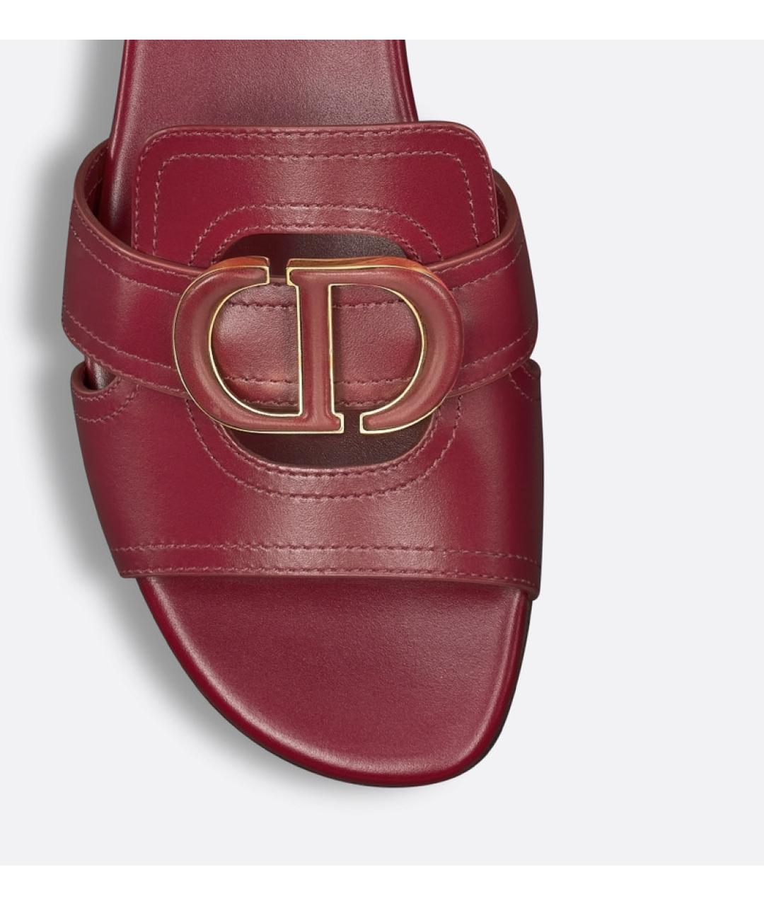 CHRISTIAN DIOR Красные кожаные шлепанцы, фото 5