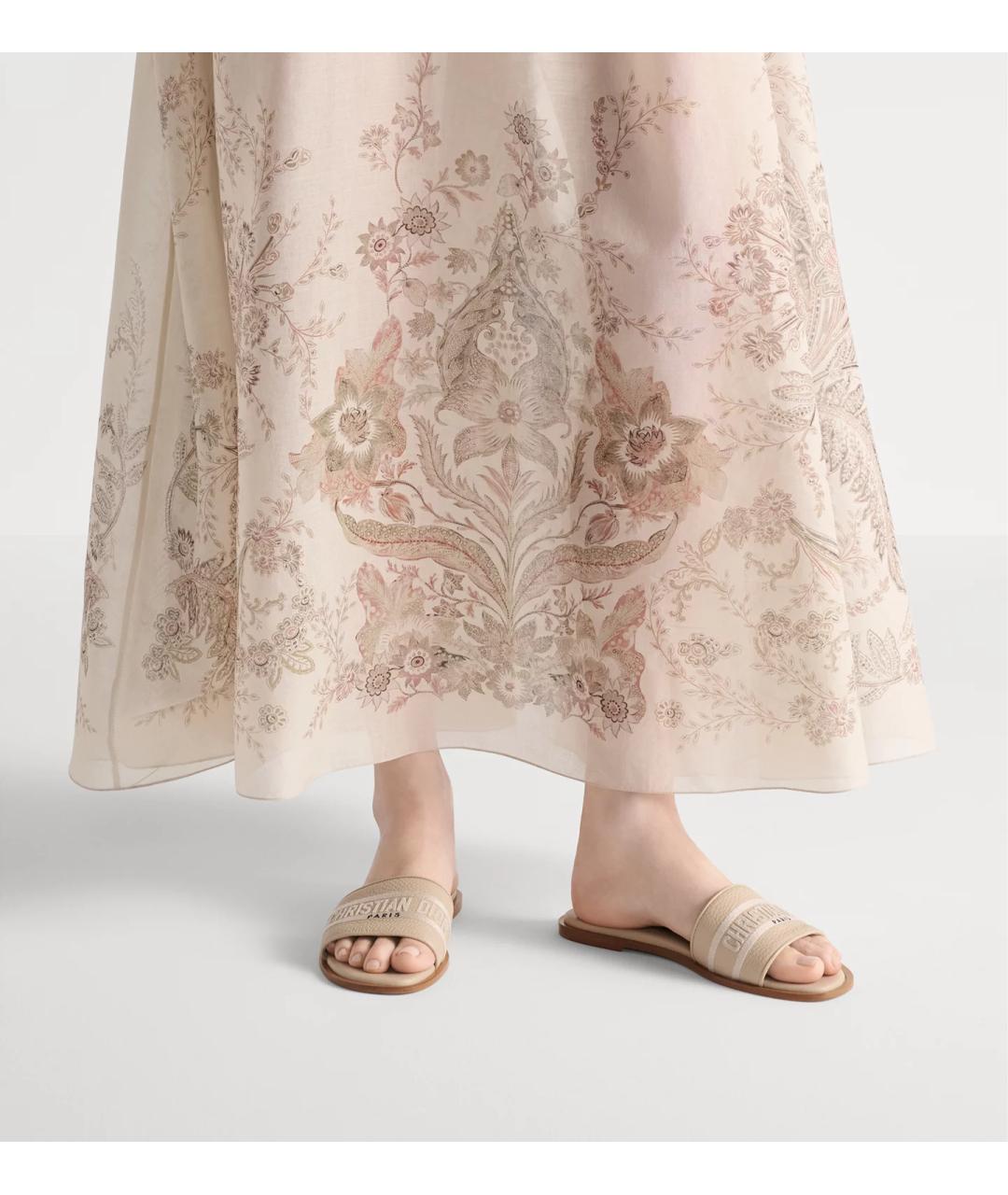 CHRISTIAN DIOR Бежевые кожаные шлепанцы, фото 3