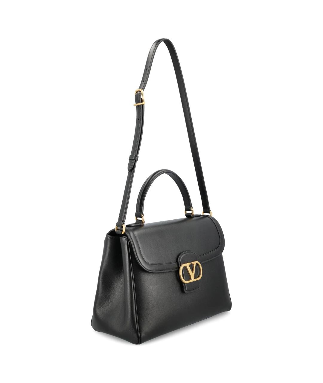 VALENTINO Черная кожаная сумка с короткими ручками, фото 2