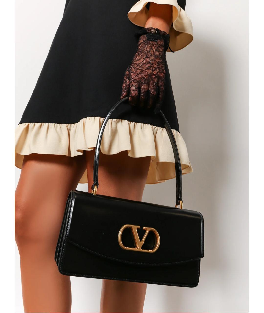 VALENTINO Черная кожаная сумка тоут, фото 2