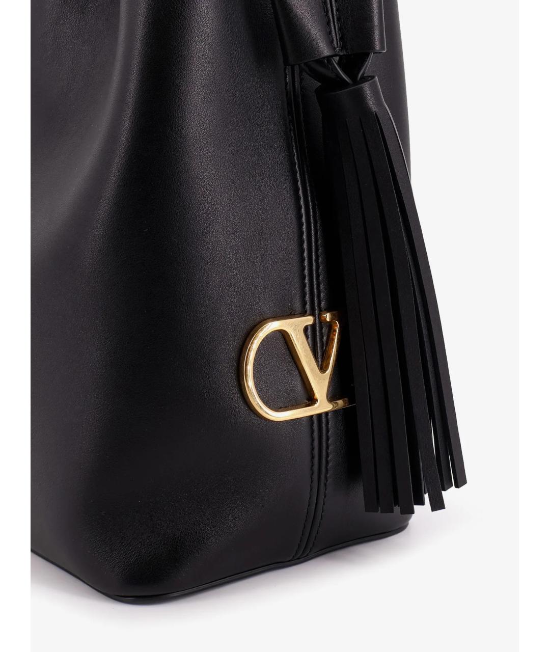 VALENTINO Черная кожаная сумка тоут, фото 4