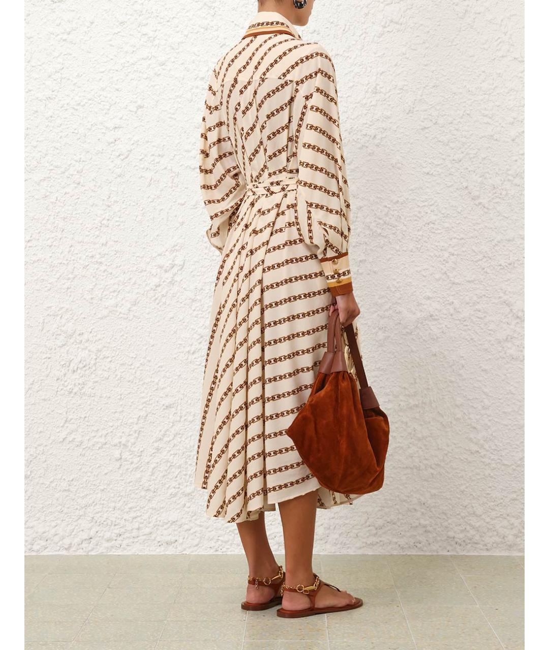 ZIMMERMANN Бежевое вискозное повседневное платье, фото 5