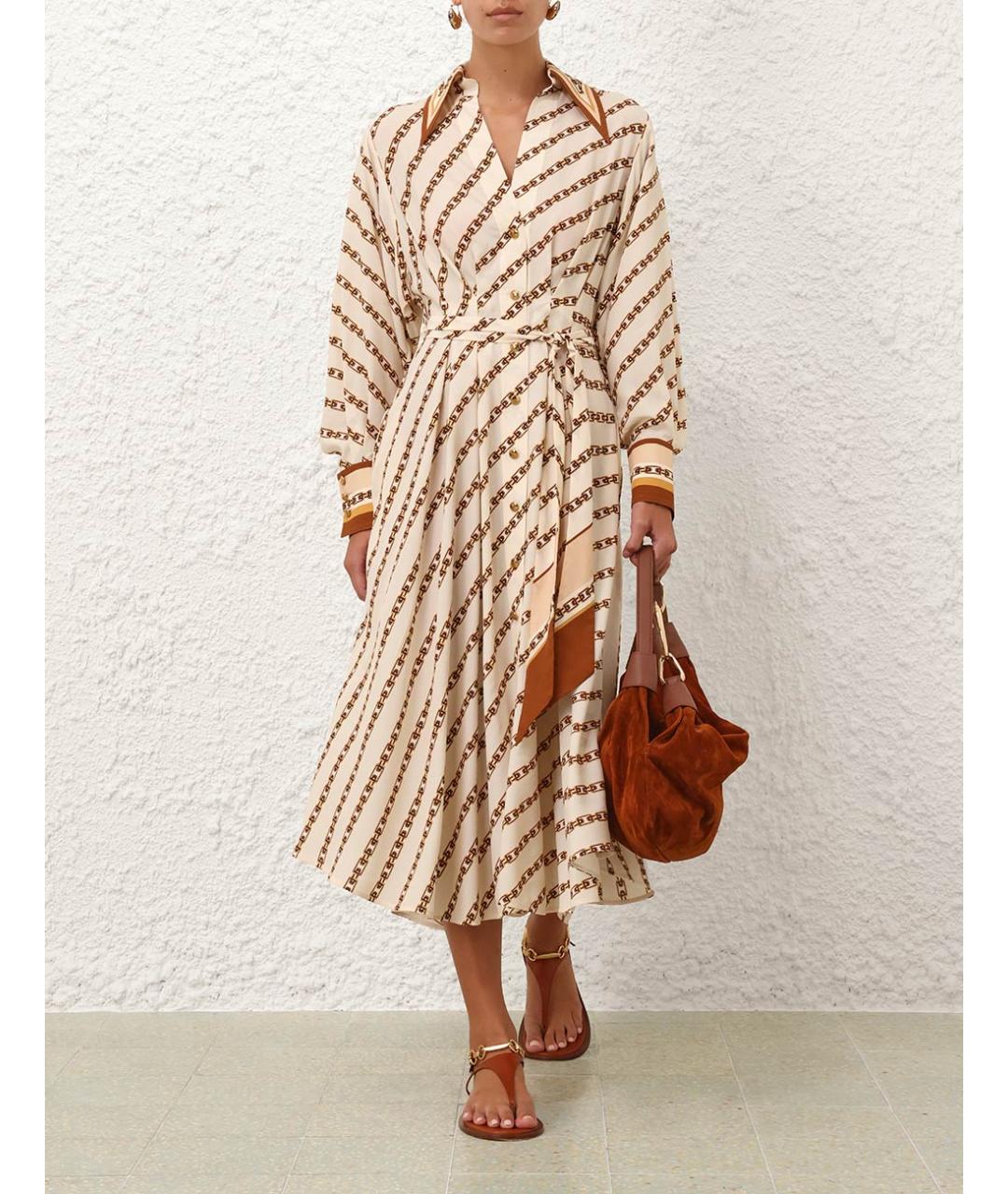 ZIMMERMANN Бежевое вискозное повседневное платье, фото 4
