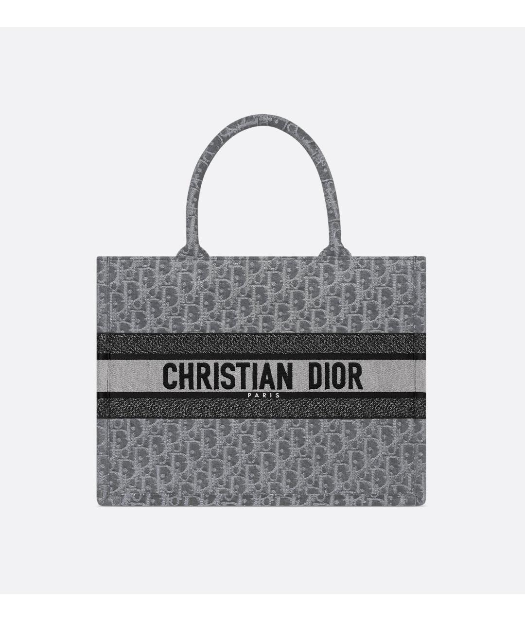 CHRISTIAN DIOR Серая тканевая сумка тоут, фото 7