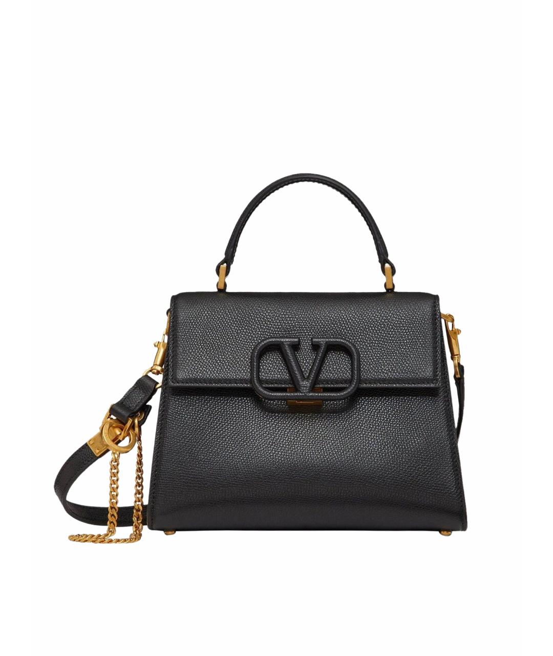 VALENTINO Черная кожаная сумка с короткими ручками, фото 1