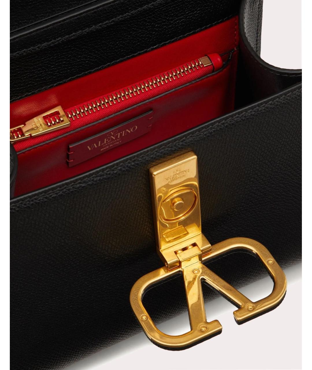 VALENTINO Черная кожаная сумка с короткими ручками, фото 4