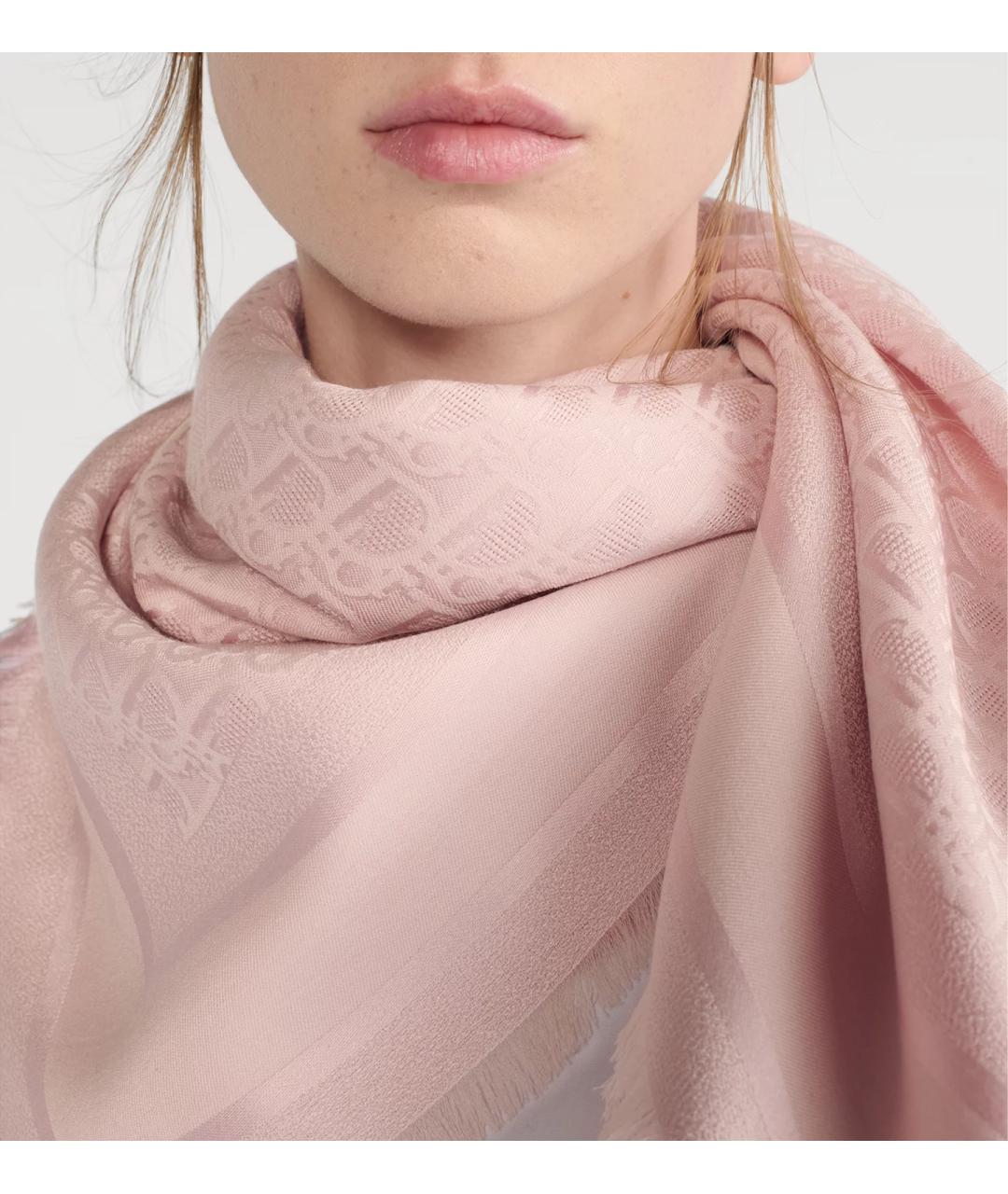 CHRISTIAN DIOR Розовый кашемировый шарф, фото 3