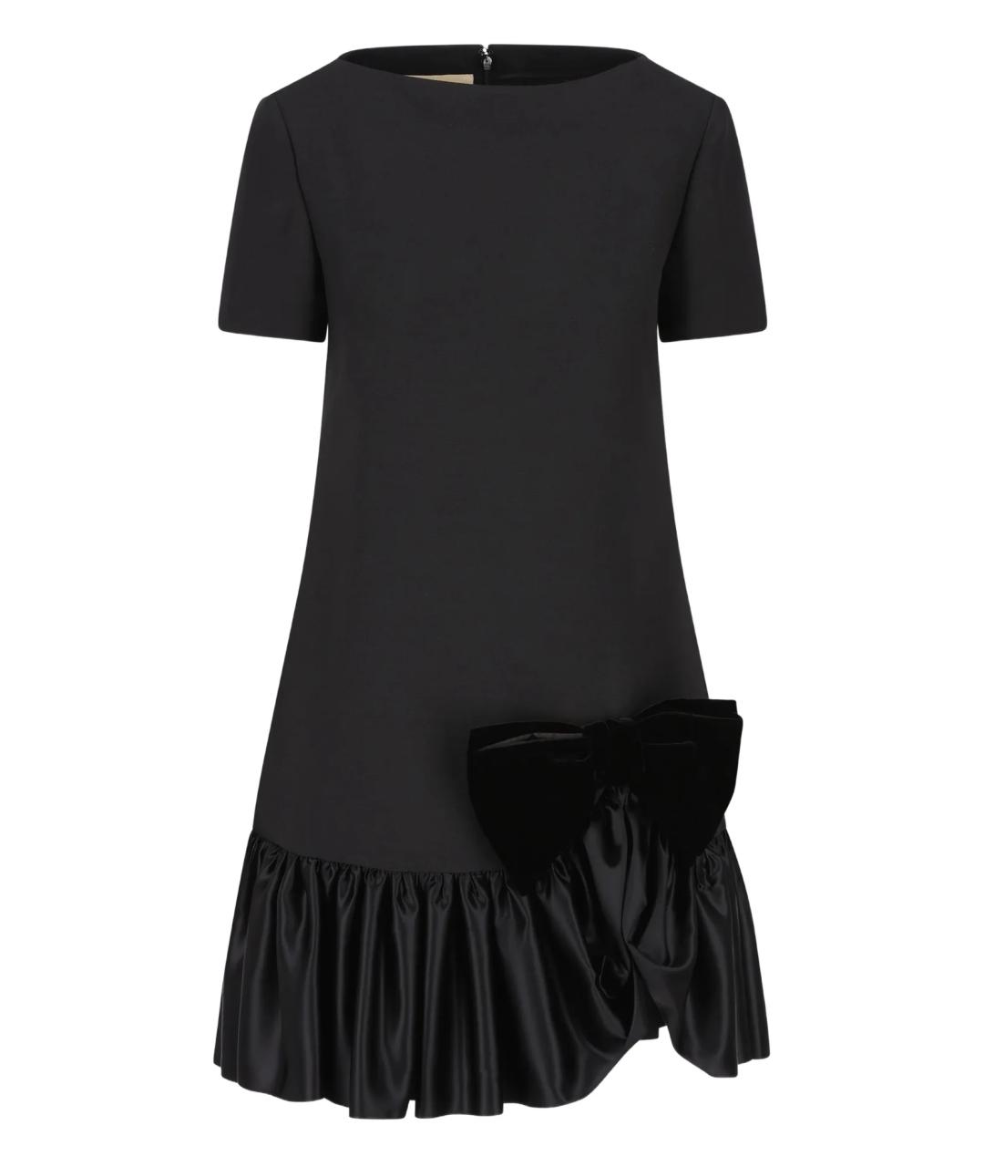 VALENTINO Черное шерстяное повседневное платье, фото 1