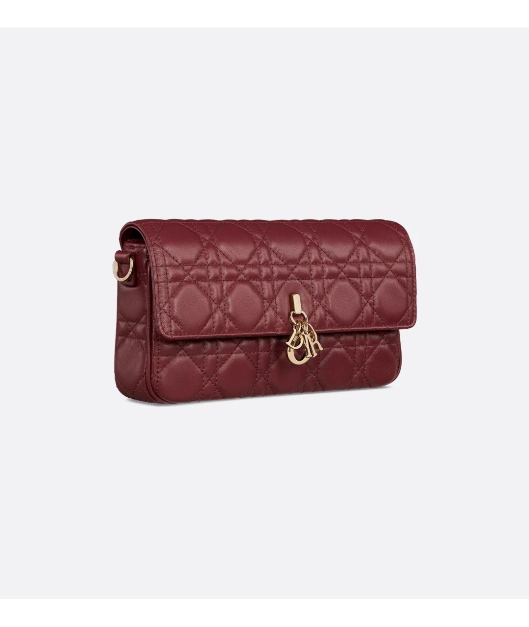 CHRISTIAN DIOR Бордовая кожаная сумка через плечо, фото 2