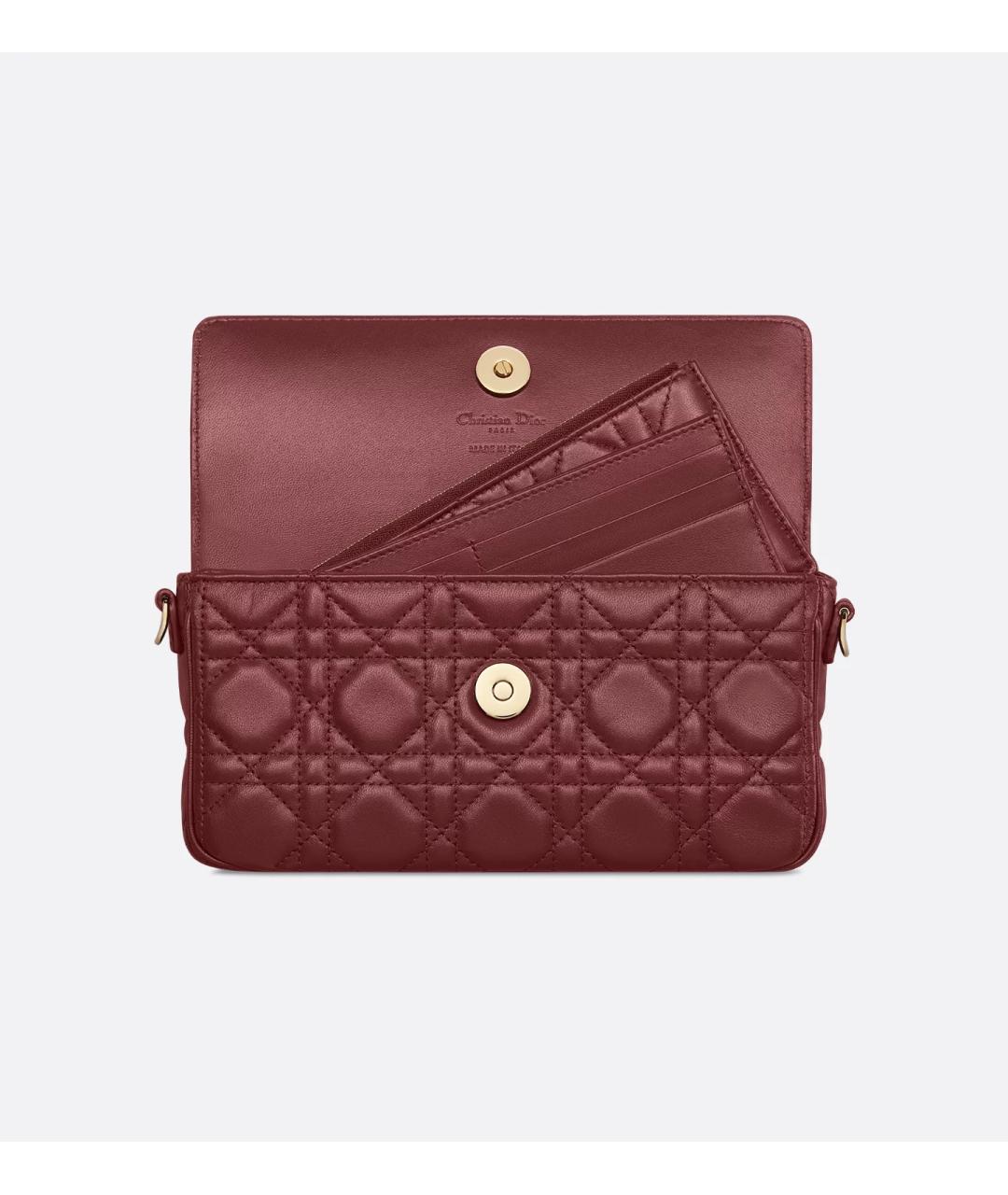 CHRISTIAN DIOR Бордовая кожаная сумка через плечо, фото 6