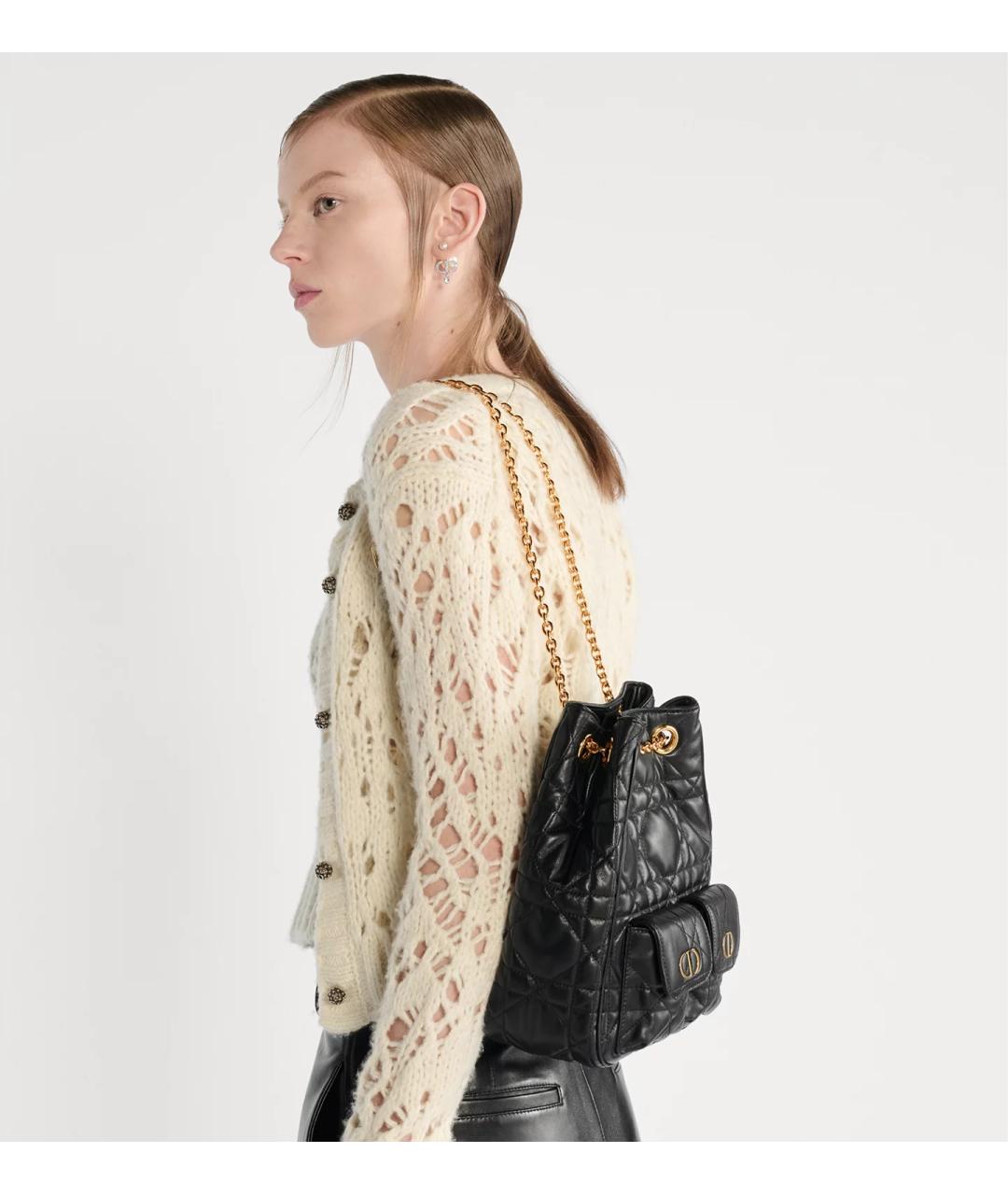 CHRISTIAN DIOR Черная кожаная сумка через плечо, фото 2