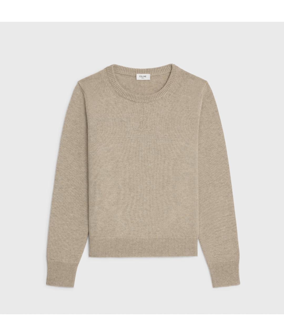 CELINE Бежевый кашемировый джемпер / свитер, фото 4