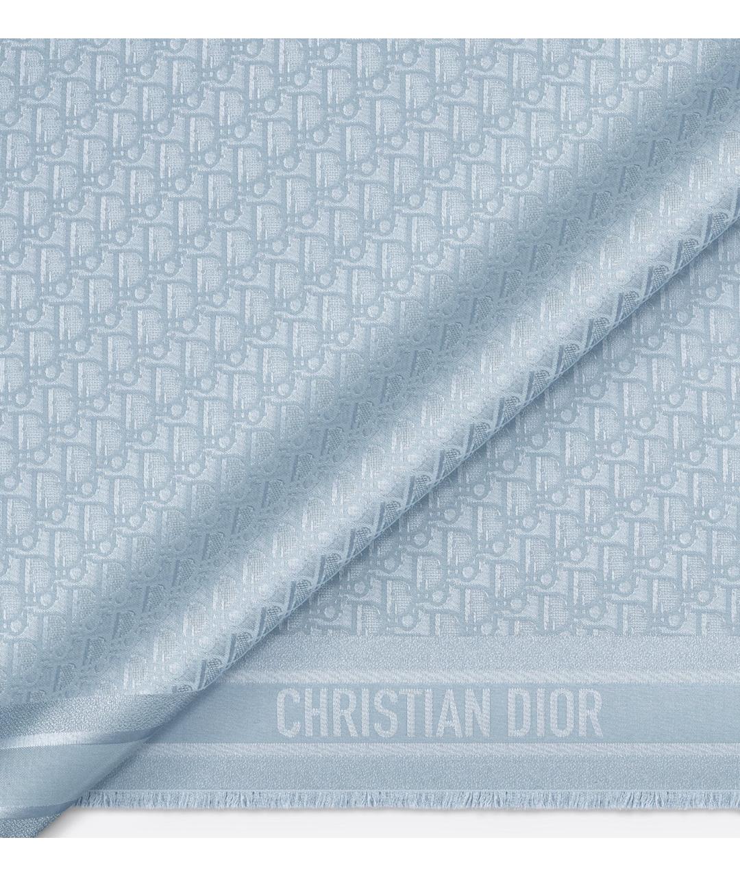 CHRISTIAN DIOR Голубой кашемировый шарф, фото 2