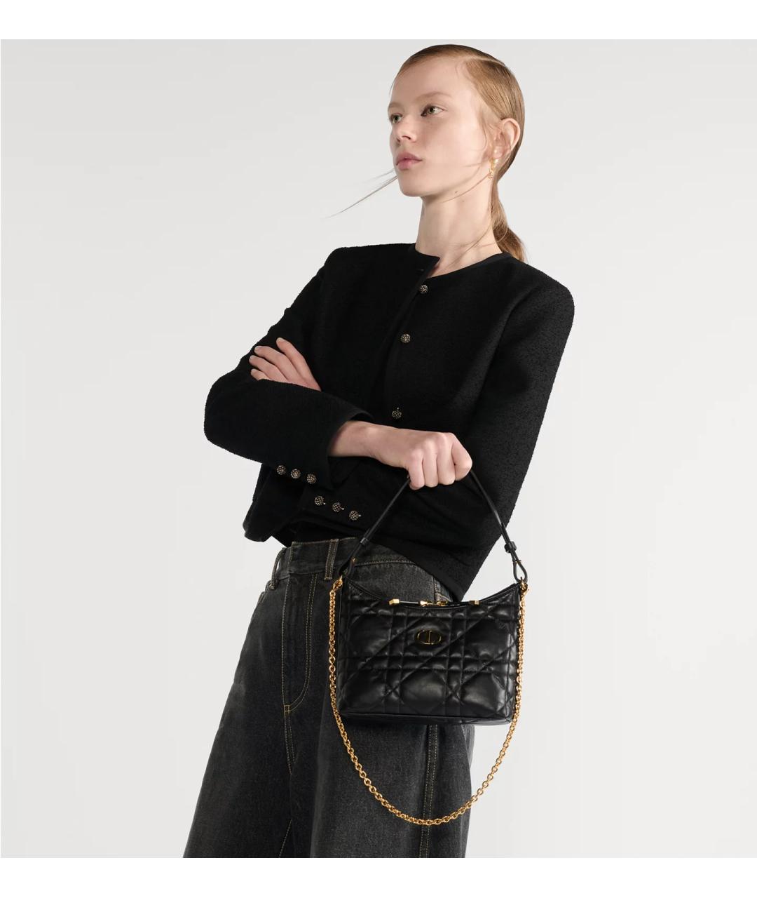 CHRISTIAN DIOR Черная кожаная сумка через плечо, фото 7