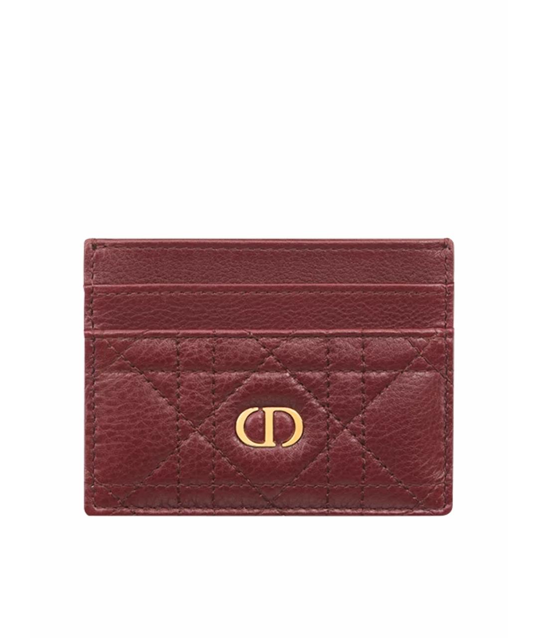CHRISTIAN DIOR Бордовый кожаный кардхолдер, фото 1