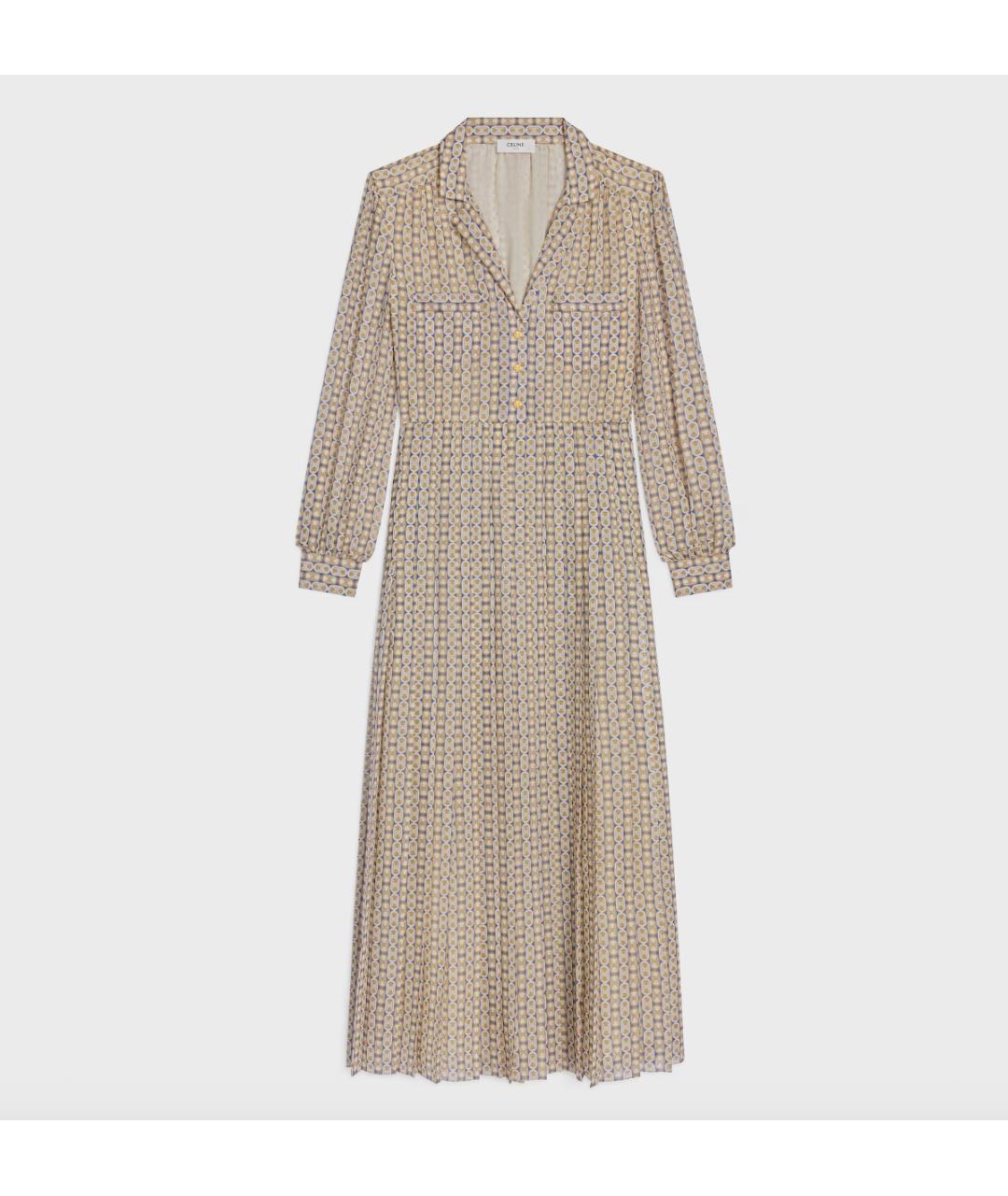 CELINE Мульти шерстяное повседневное платье, фото 4