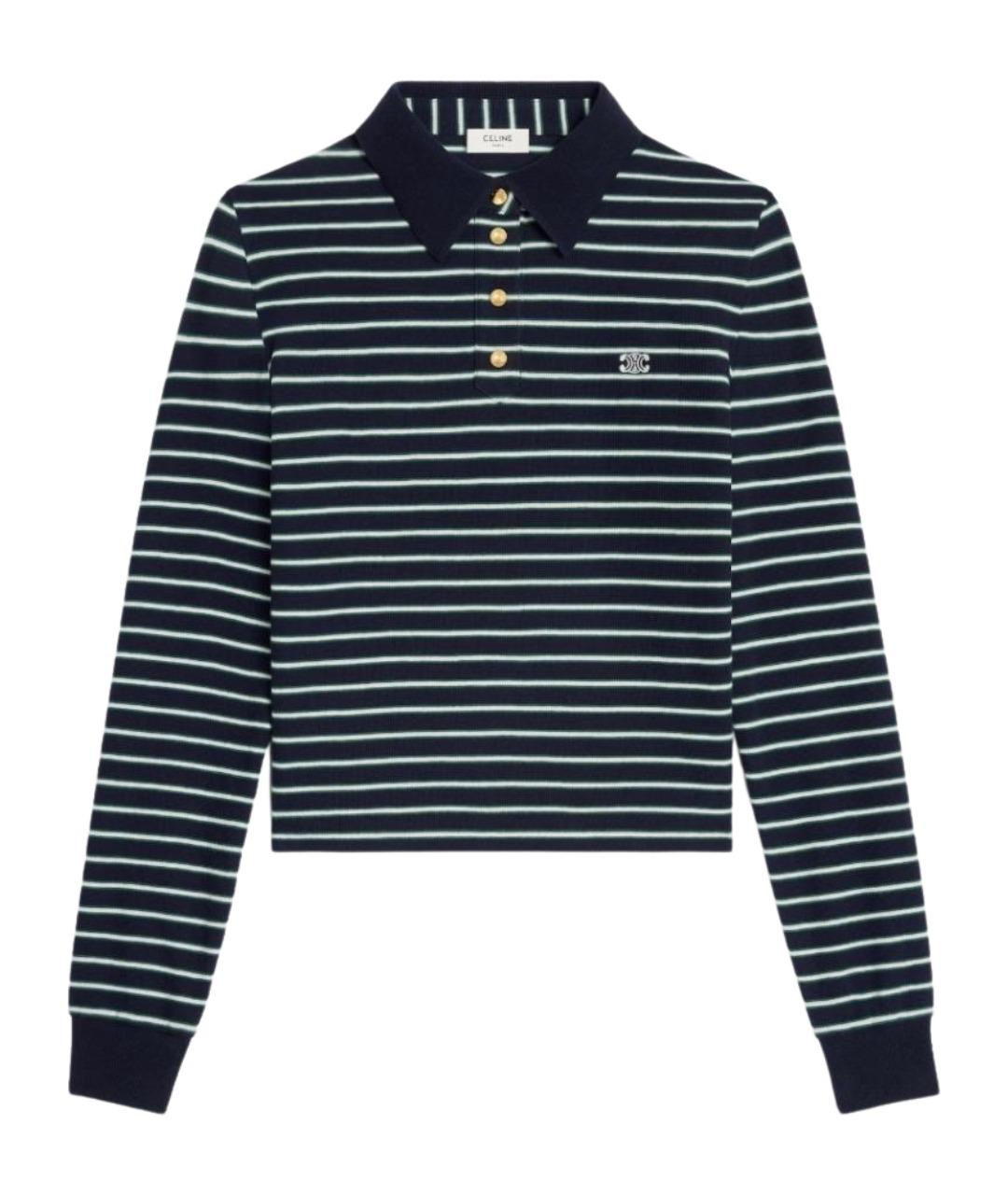 CELINE Темно-синяя хлопковая футболка, фото 1