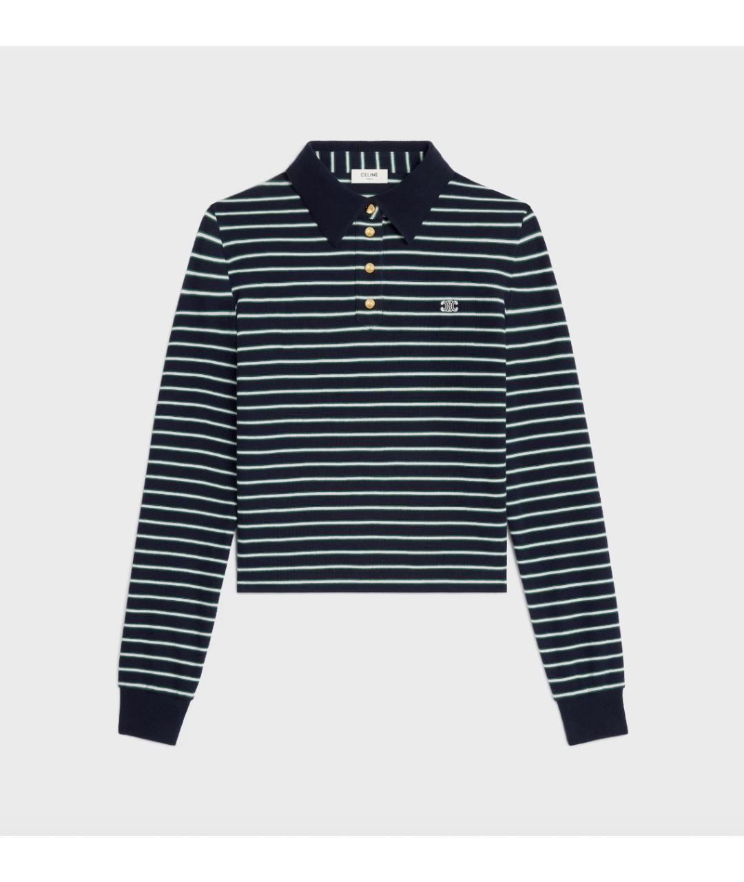 CELINE Темно-синяя хлопковая футболка, фото 5