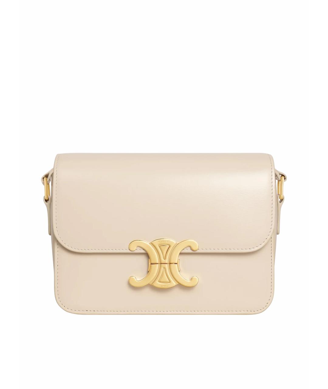 CELINE Бежевая кожаная сумка через плечо, фото 1