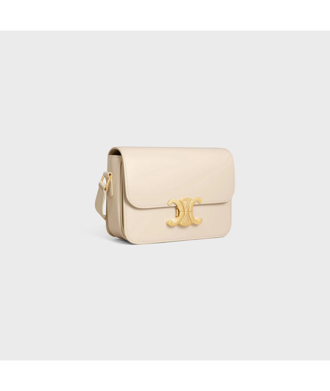 CELINE Бежевая кожаная сумка через плечо, фото 3