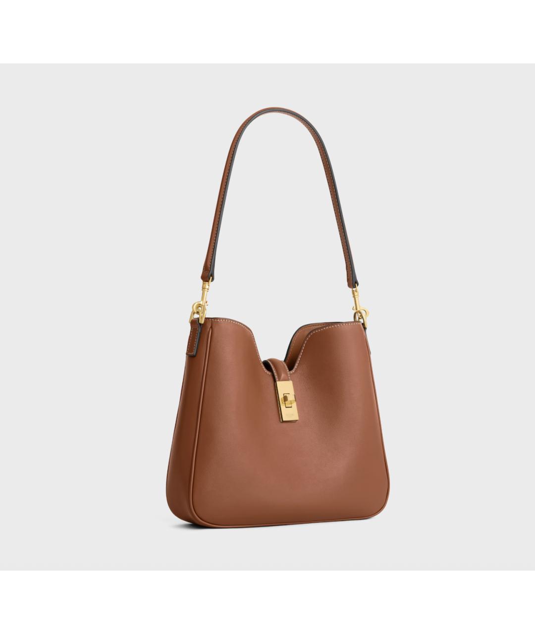 CELINE Коричневая кожаная сумка через плечо, фото 2