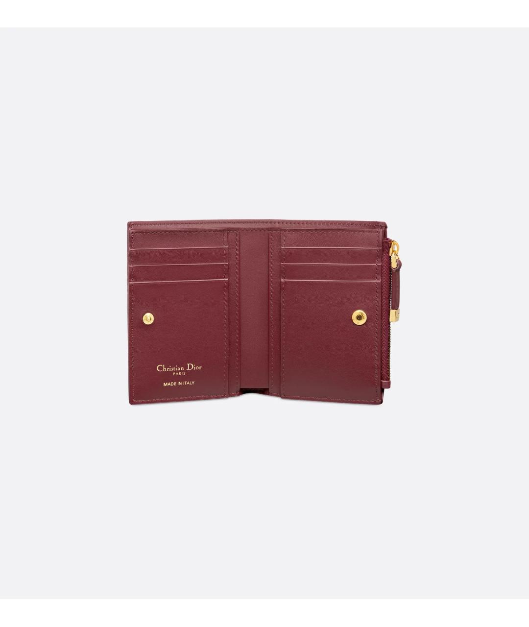 CHRISTIAN DIOR Бордовый кожаный кошелек, фото 3
