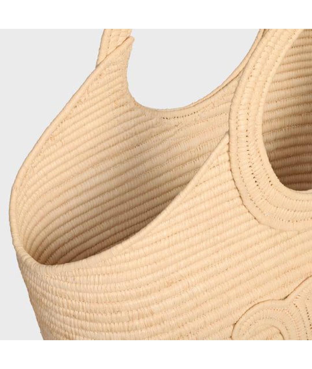 CELINE Бежевая пелетеная сумка тоут, фото 4