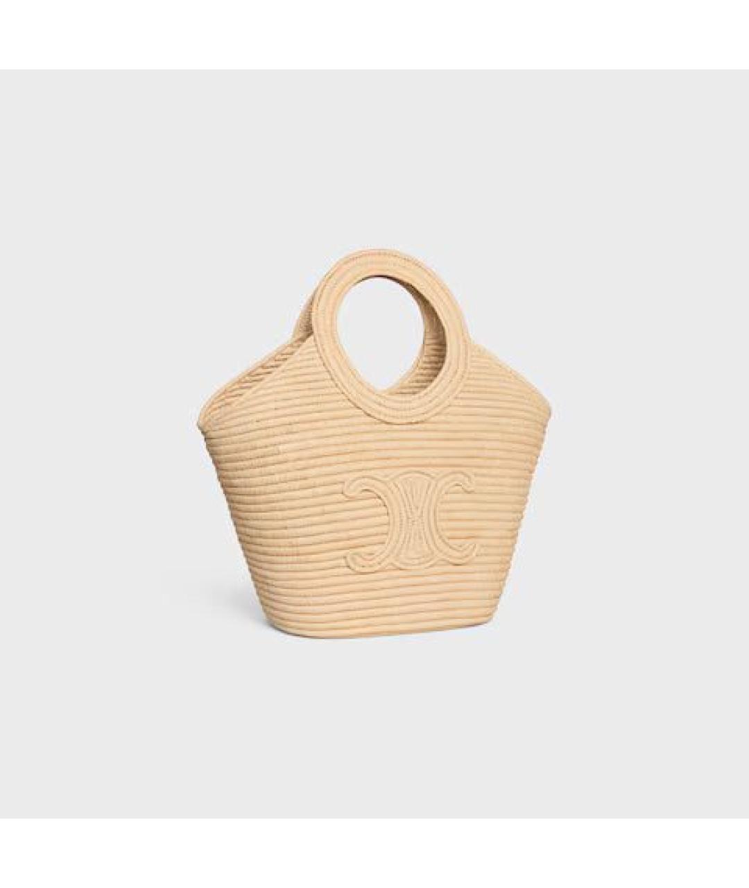 CELINE Бежевая пелетеная сумка тоут, фото 2