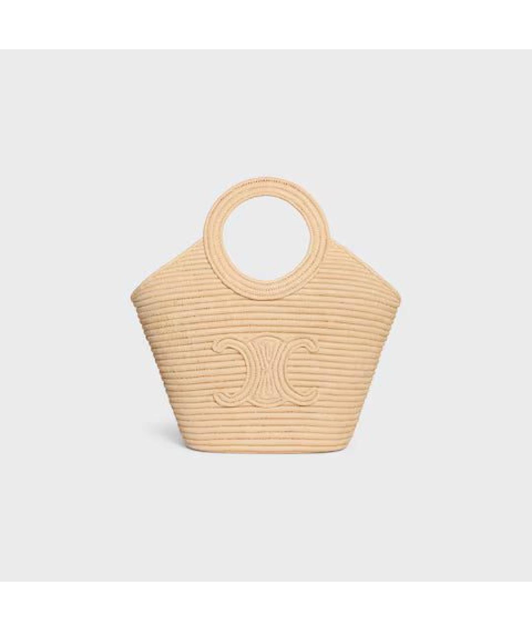 CELINE Бежевая пелетеная сумка тоут, фото 5