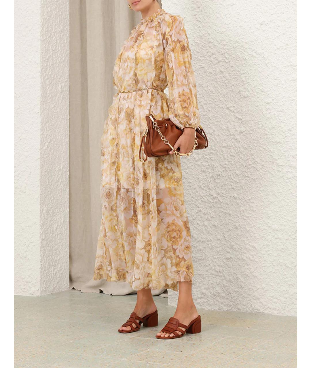 ZIMMERMANN Желтое шелковое повседневное платье, фото 3