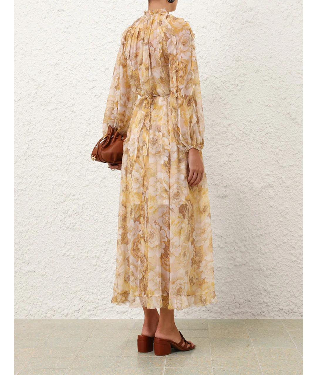 ZIMMERMANN Желтое шелковое повседневное платье, фото 4