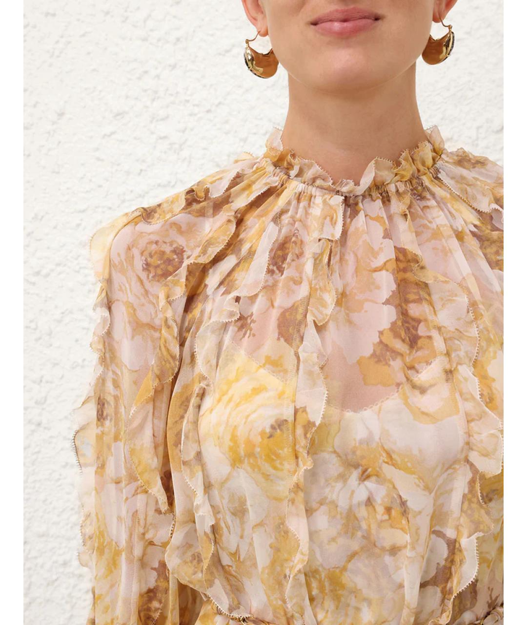 ZIMMERMANN Желтое шелковое повседневное платье, фото 5