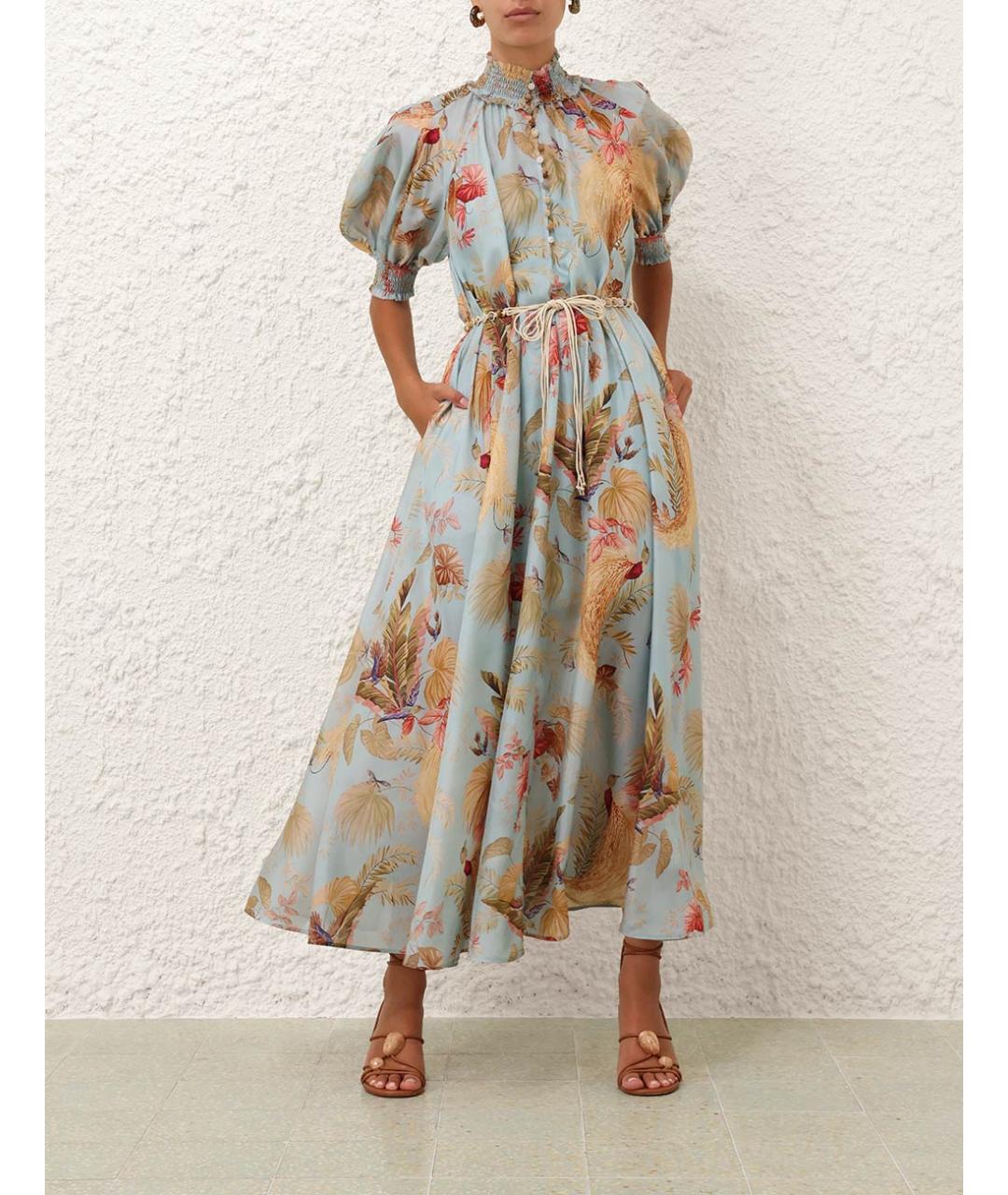 ZIMMERMANN Голубое шелковое повседневное платье, фото 2