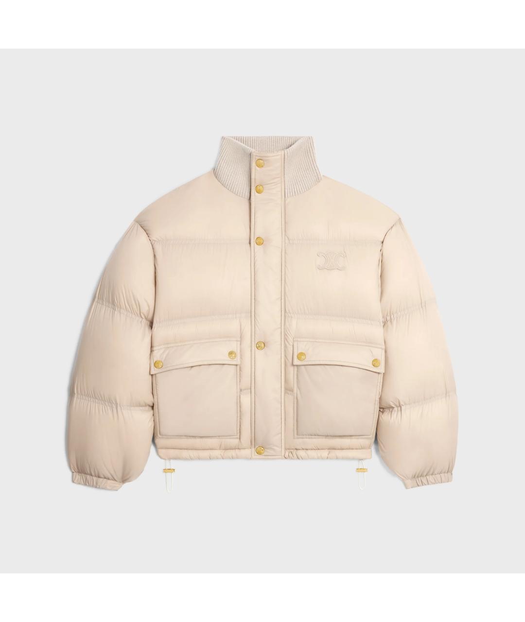 CELINE Бежевый полиамидовый пуховик, фото 5