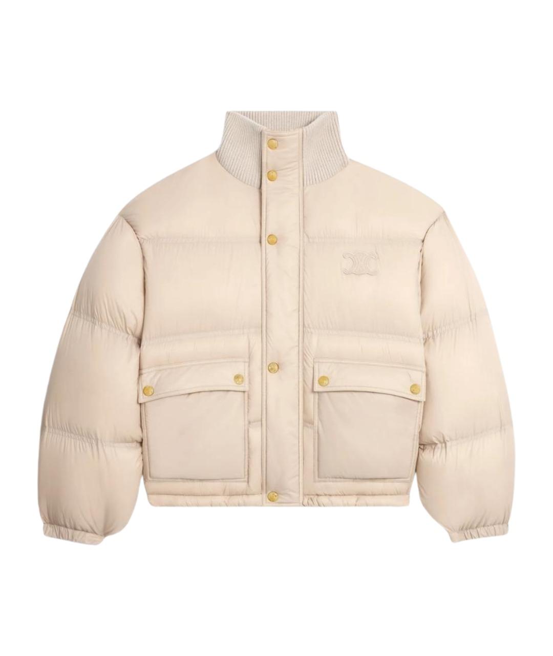 CELINE Бежевый полиамидовый пуховик, фото 1