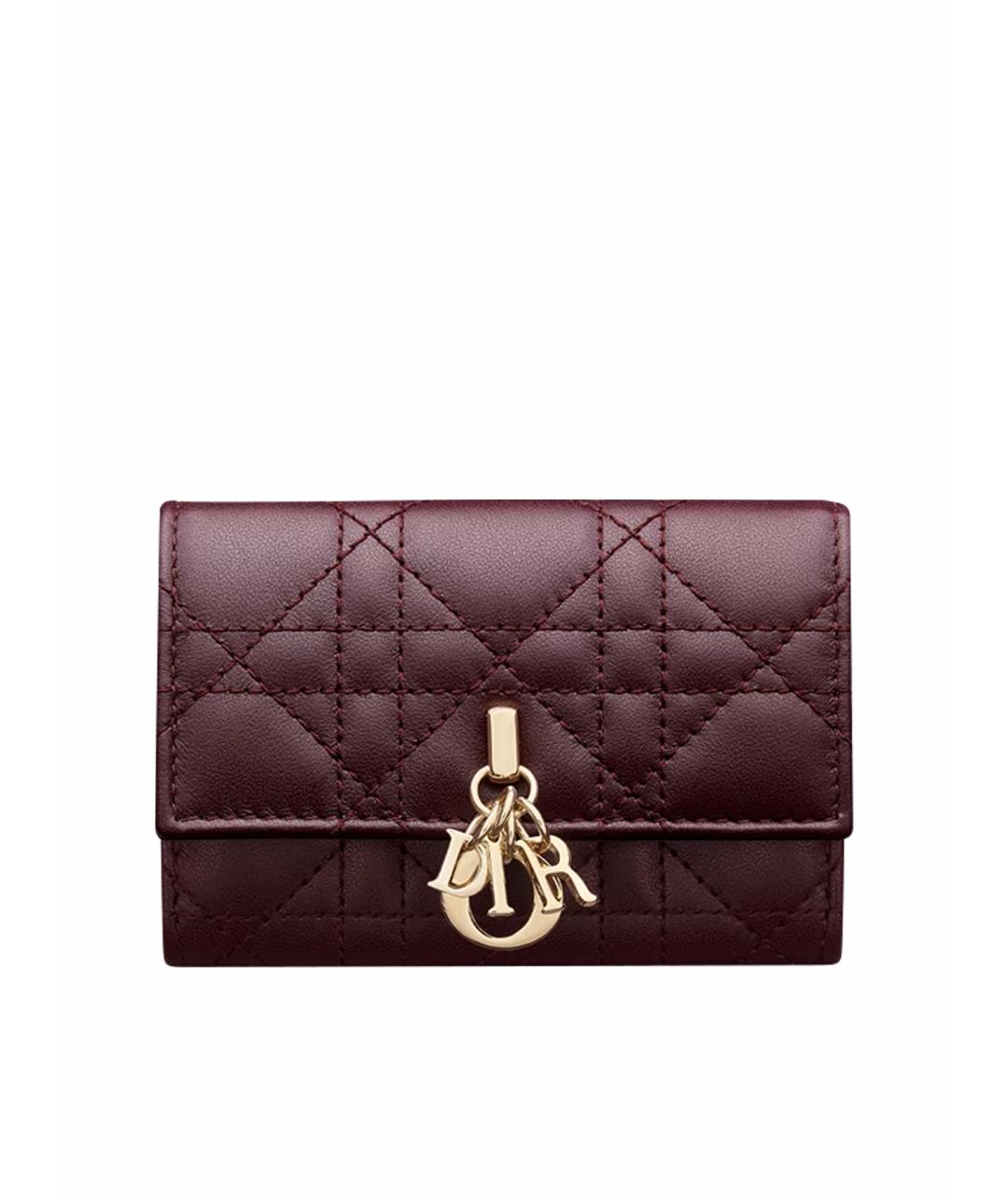 CHRISTIAN DIOR Бордовый кожаный кошелек, фото 1