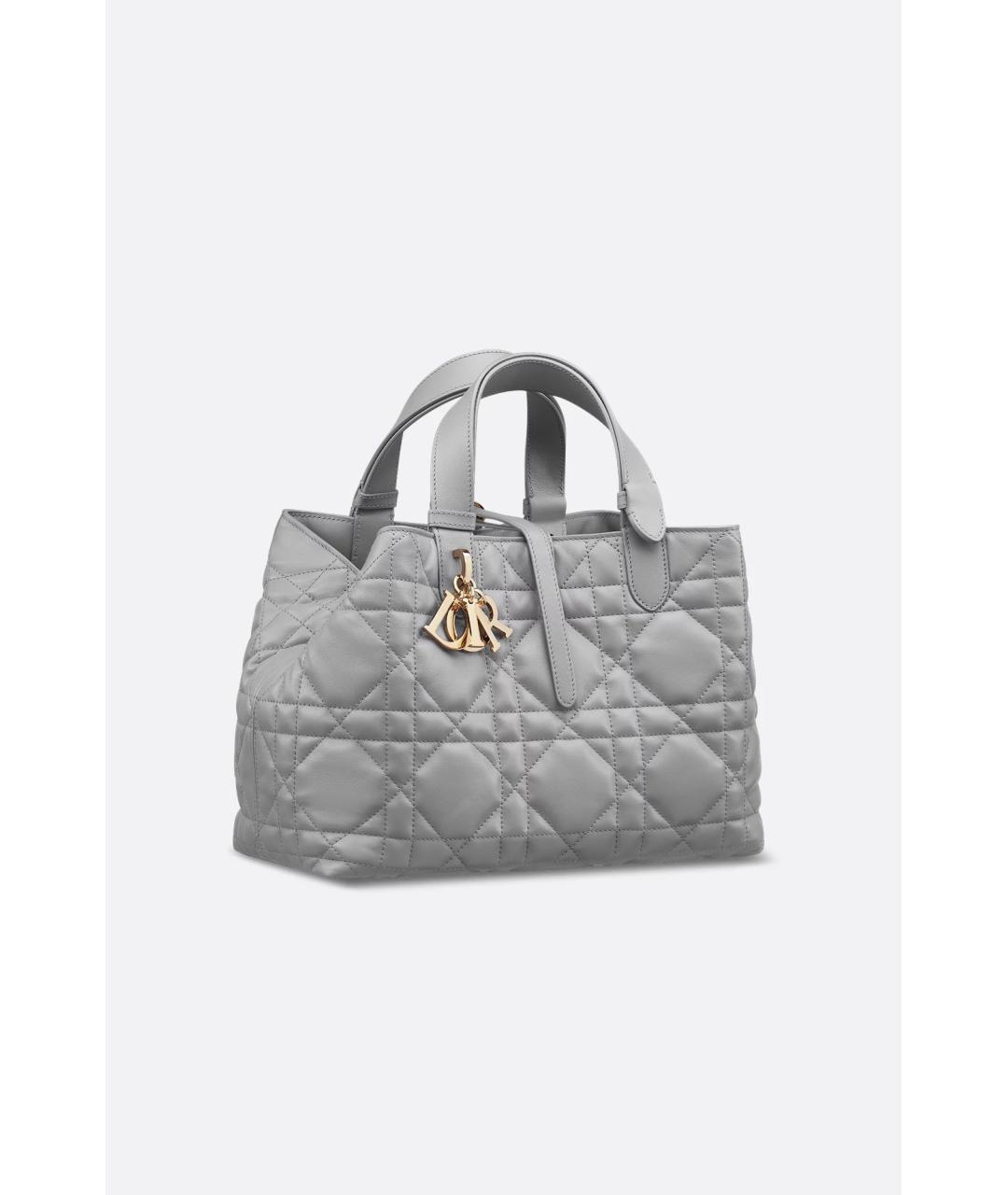 CHRISTIAN DIOR Серая кожаная сумка тоут, фото 7