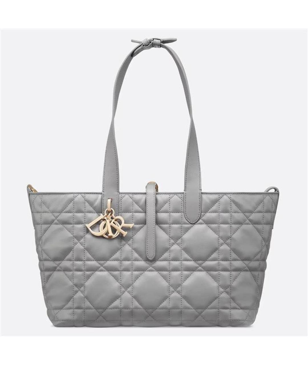 CHRISTIAN DIOR Серая кожаная сумка тоут, фото 3