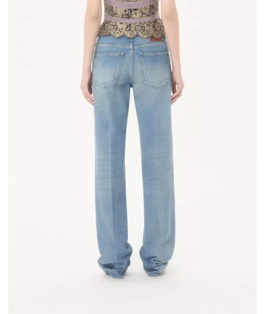 VALENTINO Голубые хлопковые прямые джинсы, фото 3