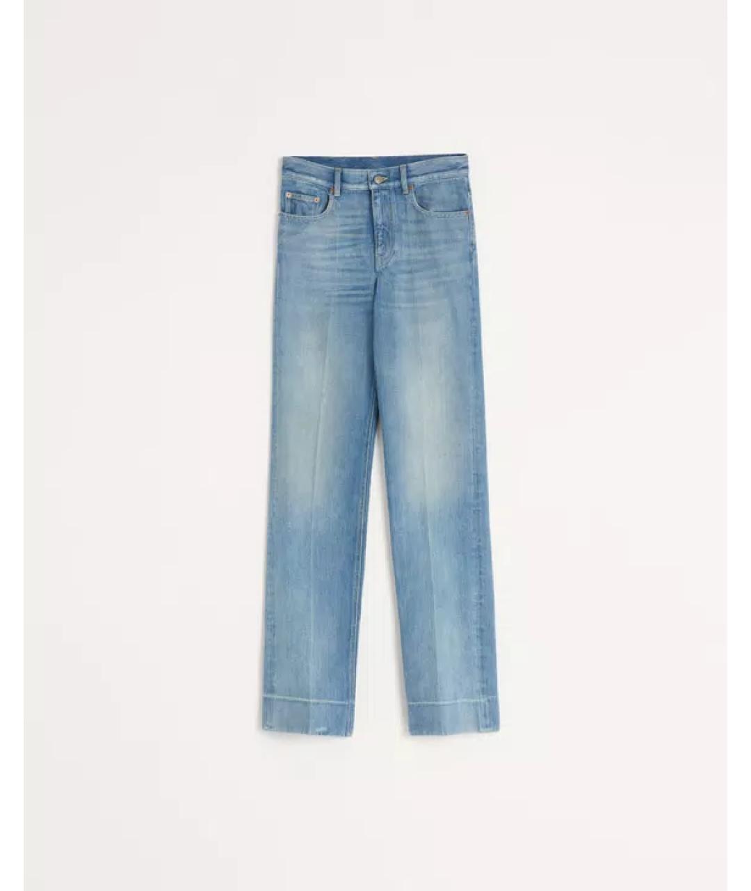 VALENTINO Голубые хлопковые прямые джинсы, фото 5