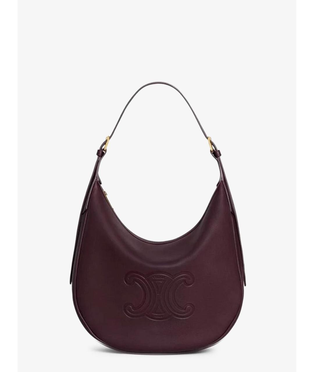 CELINE Бордовая кожаная сумка через плечо, фото 3