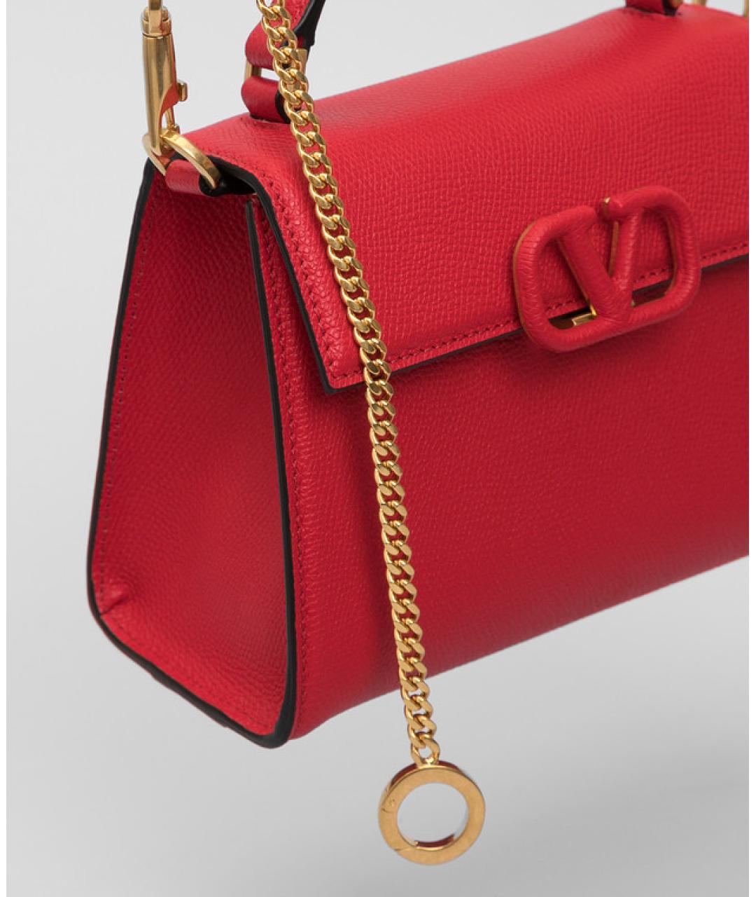 VALENTINO Красная кожаная сумка с короткими ручками, фото 4