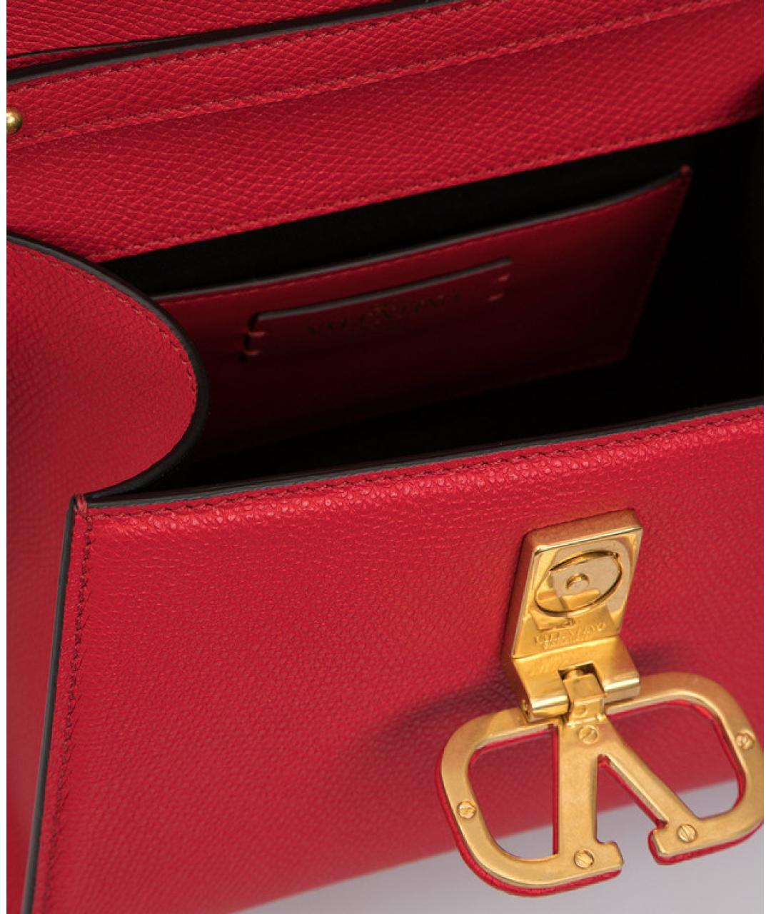 VALENTINO Красная кожаная сумка с короткими ручками, фото 3