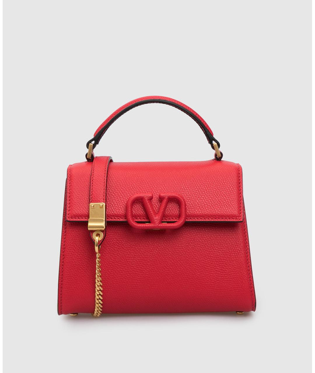 VALENTINO Красная кожаная сумка с короткими ручками, фото 5