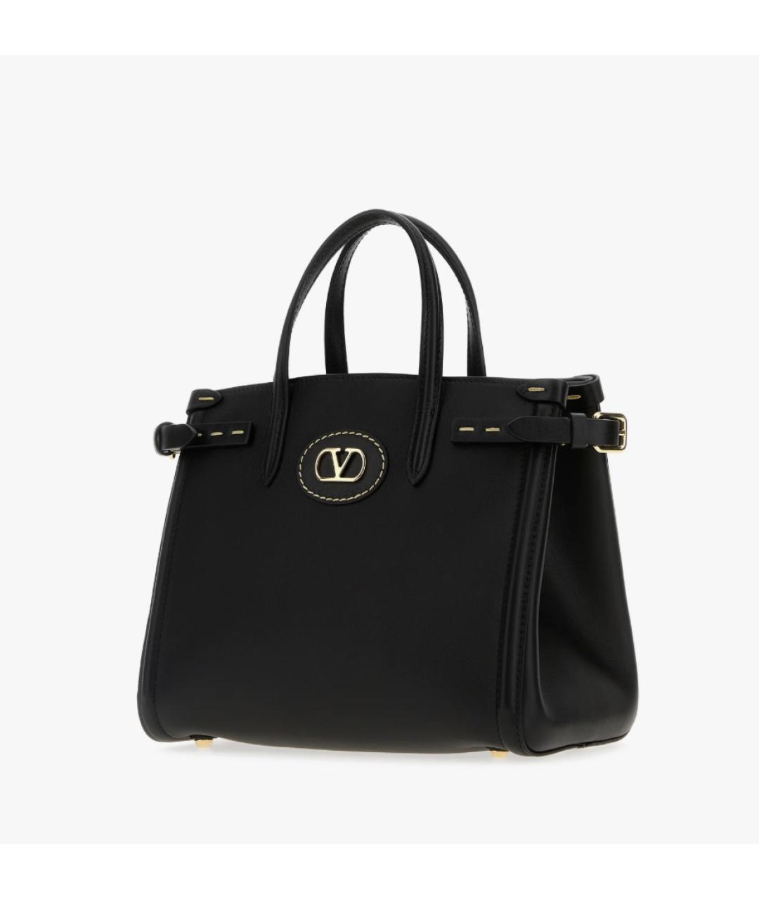 VALENTINO Черная кожаная сумка тоут, фото 2