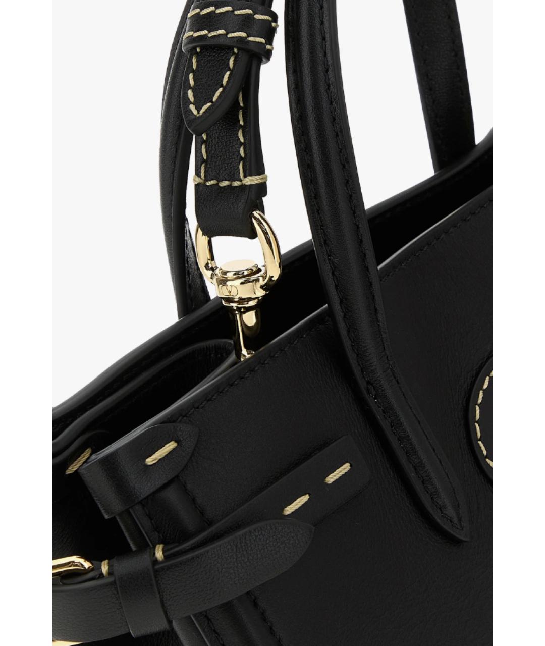 VALENTINO Черная кожаная сумка тоут, фото 4