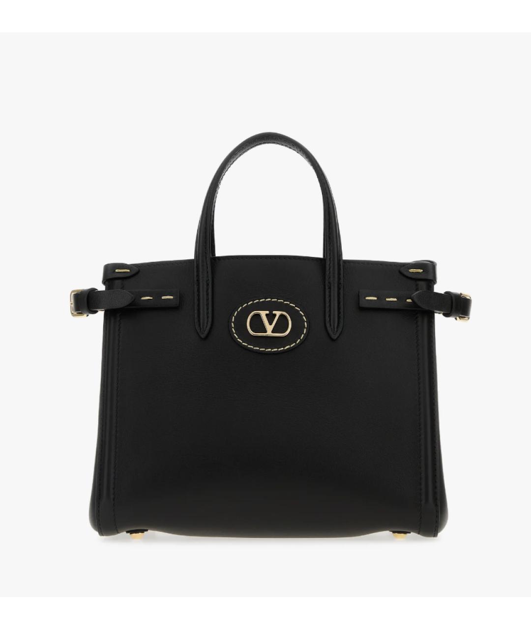 VALENTINO Черная кожаная сумка тоут, фото 5