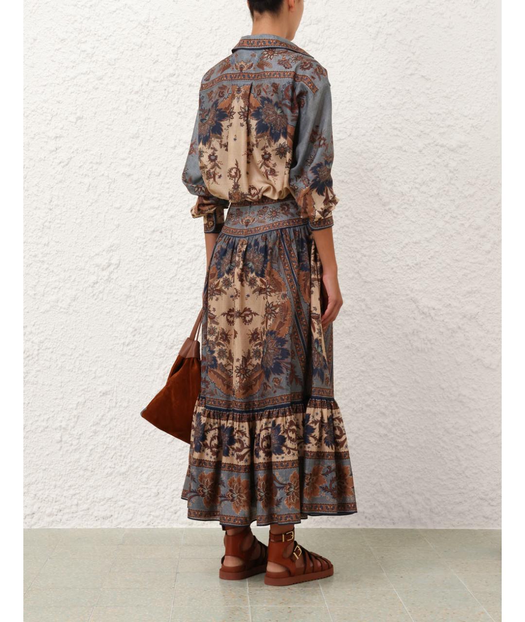 ZIMMERMANN Коричневая юбка миди, фото 4